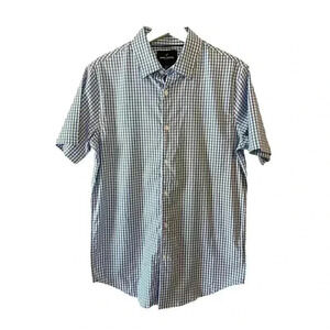 NWT DANIEL HECHTER PARIS Size S Men's Shirt Blue‎ & White Checks Plaid Gingham